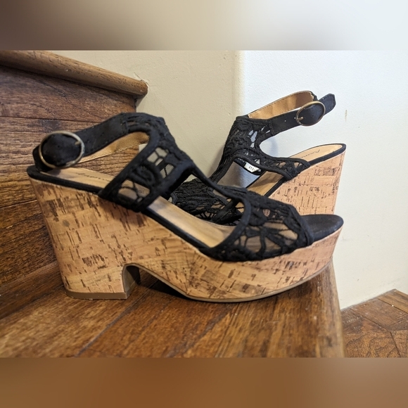 American Eagle Platform Lace cork wedges shoes Size 8 - Picture 8 of 10